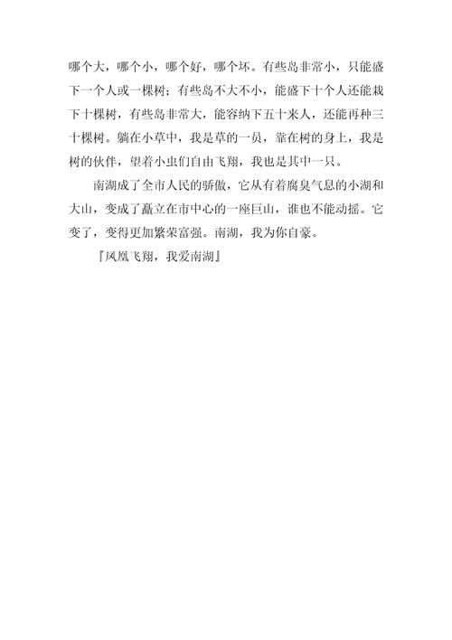 凤凰飞翔，我爱南湖作文600字