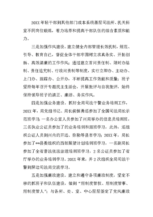 20XX年县司法局班子述职报告