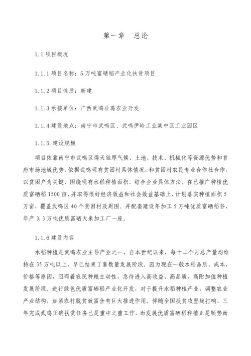 5万吨富硒稻产业化扶贫项目建议书模板.docx