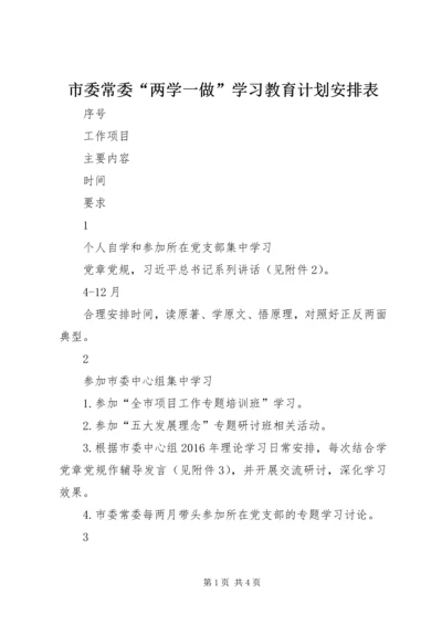 市委常委“两学一做”学习教育计划安排表.docx