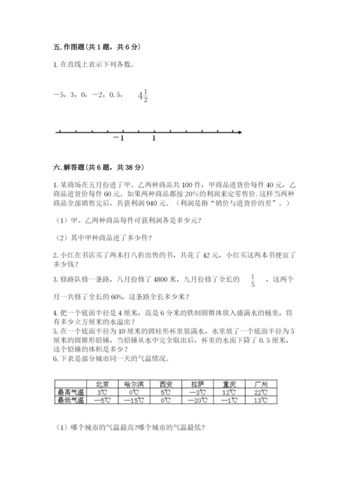 小学六年级下册数学期末测试卷附解析答案.docx