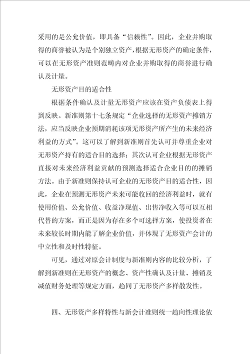 无形资产内容的多样散发性与会计准则统一趋向性的理论研究