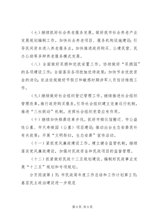 市民政局年度工作总结和工作计划.docx