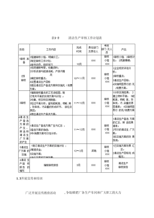 磷肥厂清洁生产审核报告