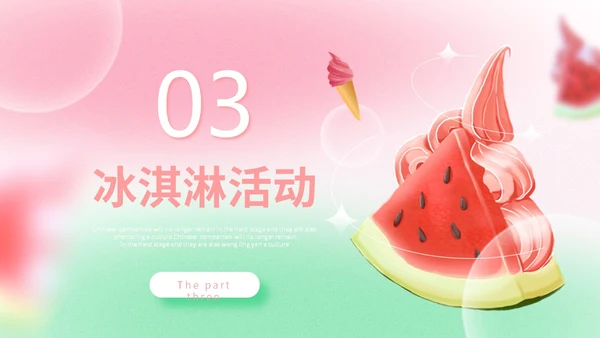 弥散风盛夏消暑冰淇淋甜筒冷饮宣传PPT