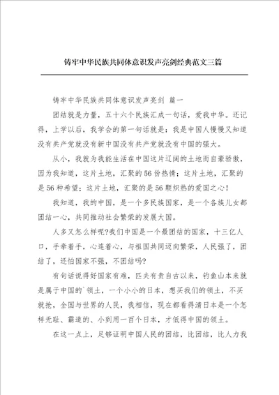 铸牢中华民族共同体意识发声亮剑经典范文三篇