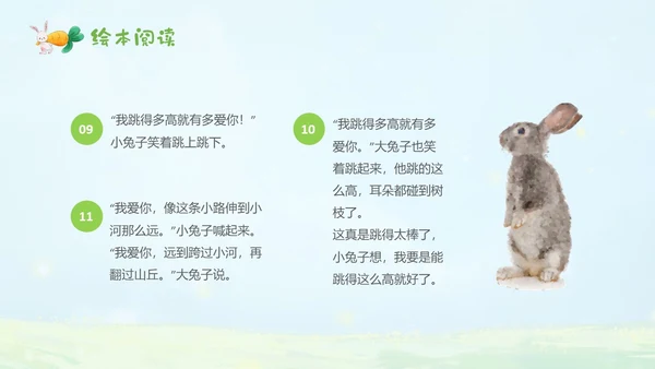 绿色水彩手绘猜猜我有多爱你幼儿园小学老师讲故事PPT儿童故事绘本