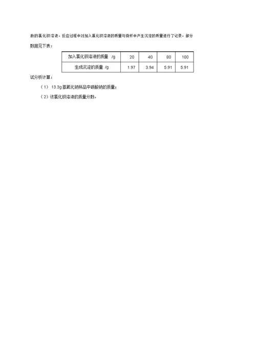 山西农业大学附属中学2020届中考化学适应性训练试题