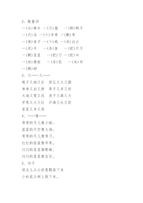 小学一年级上册语文知识点归纳总结.docx