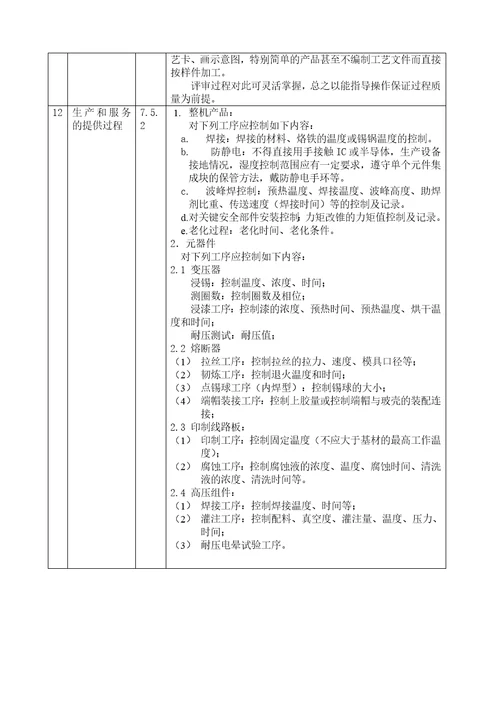 电子电气类产品质量管理体系审核作业指导书