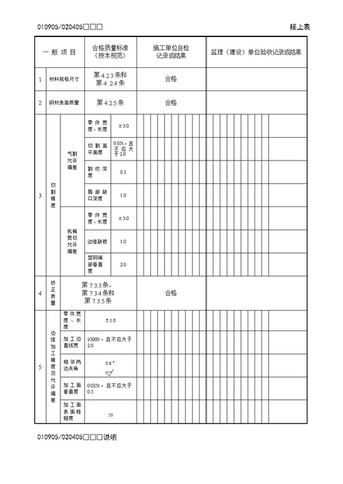 钢结构验收记录表