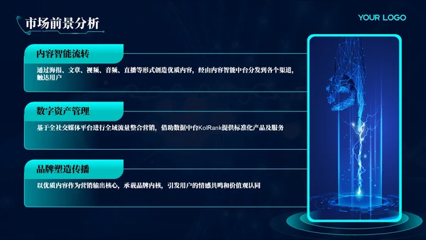 深绿色科技风市场营销PPT模板
