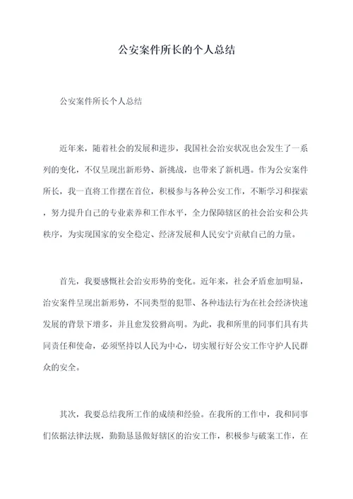 公安案件所长的个人总结