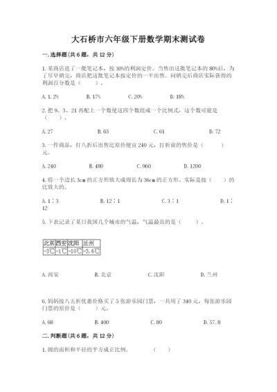 大石桥市六年级下册数学期末测试卷精品带答案.docx