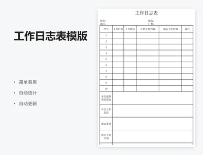 工作日志表模版