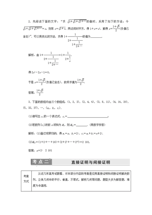 苏教版高中数学选修1-2四大高频考点例析学案