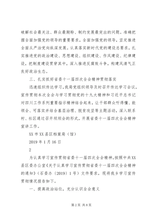 关于学习贯彻十一届四次全会精神的情况报告.docx