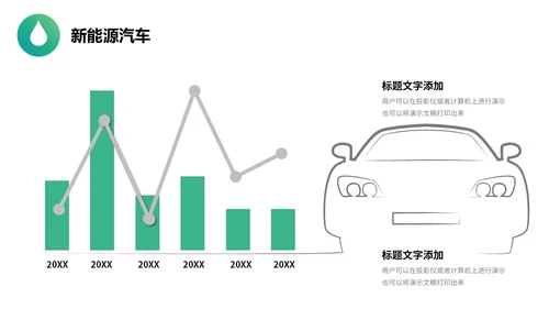 简约插画风绿色出行能源创新新能源汽车PPT