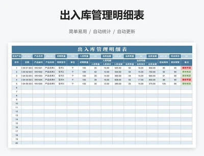 出入库管理明细表