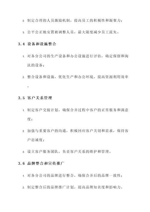 关于分公司合并的实施方案