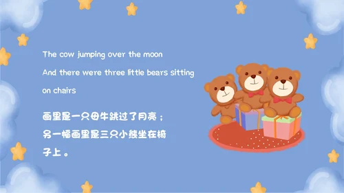 蓝色卡通风梦幻晚安月亮英语绘本ppt课件