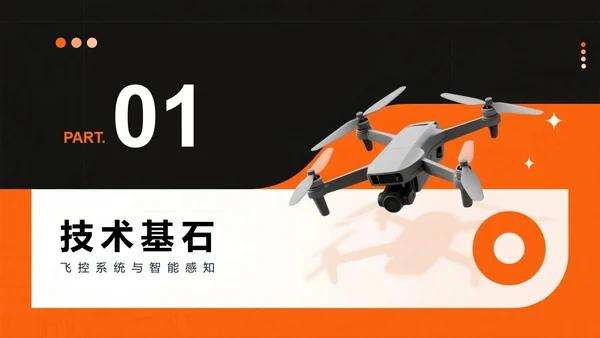 橙色简约创意科技风无人机科普介绍PPT模板