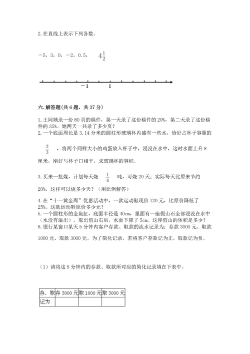 人教版六年级下册数学期末测试卷及精品答案.docx