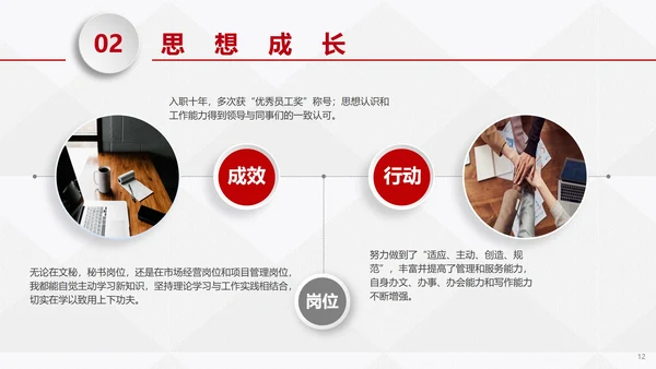 红色商务微粒体企业岗位竞聘个人介绍PPT模板
