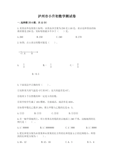 泸州市小升初数学测试卷含答案.docx