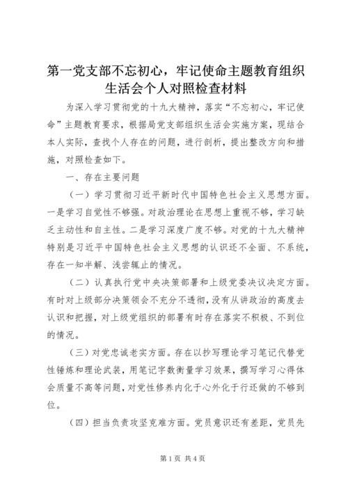 第一党支部不忘初心，牢记使命主题教育组织生活会个人对照检查材料.docx