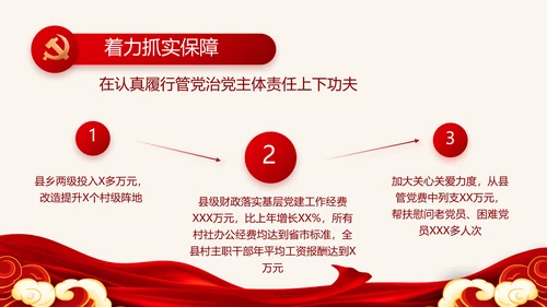 红色大气党建党支部年终述职报告PPT