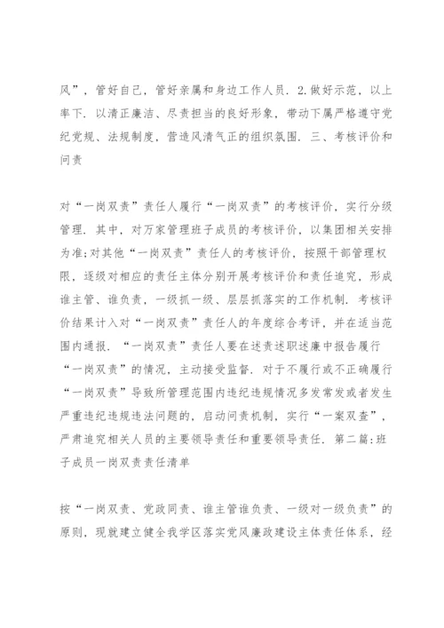 班子成员一岗双责责任清单【六篇】.docx