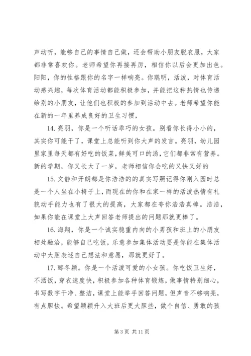 关于小班幼儿家园联系的评语.docx