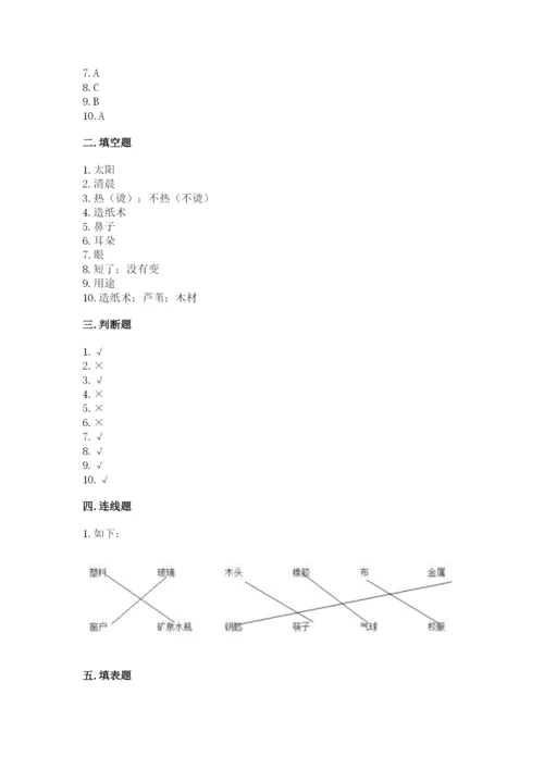 教科版二年级上册科学期末考试试卷附答案（模拟题）.docx