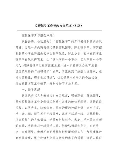 控辍保学工作整改方案范文8篇