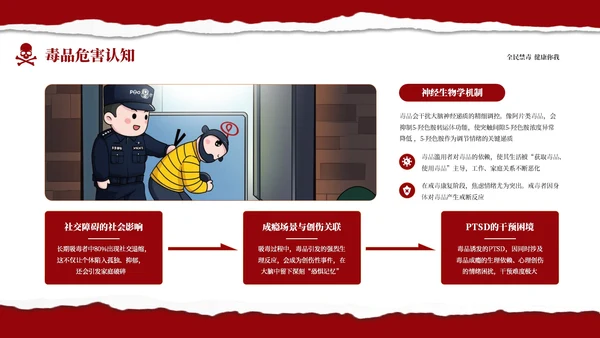 红色商务国际禁毒日宣传主题班会PPT模板