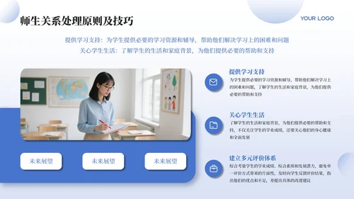 蓝色教师行为规范准则PPT模板