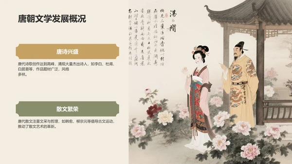 橙色复古风《长恨歌》的历史背景解读PPT模板