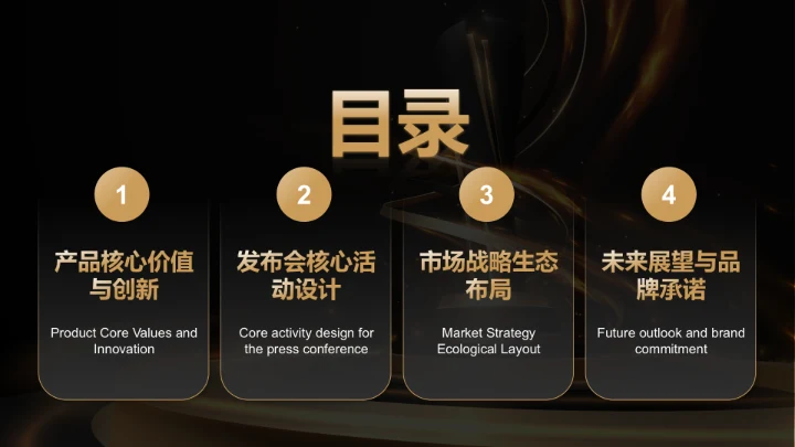 黑色黑金风产品发布会活动策划PPT模板