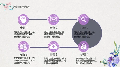 手绘搭紫色喇叭花工作汇报通用PPT模板