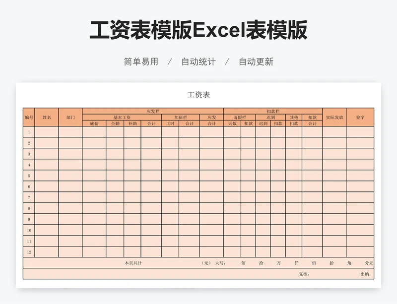 工资表模版Excel表模版