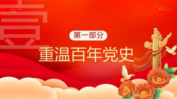 七一建党节红色主旋律党史党课通用PPT模板