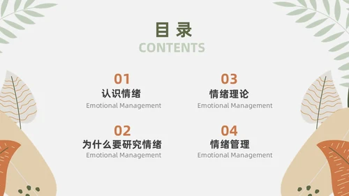 绿色花卉文艺心理学课件PPT情绪管理