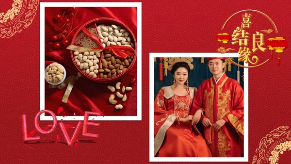 红色中国风中式婚礼相册PPT