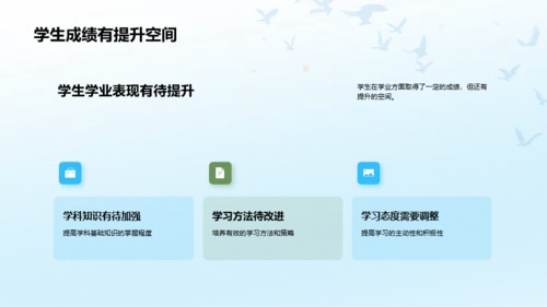 蓝色插画学生成长总结汇报PPT模板