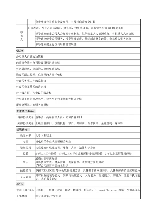 最新企业岗位说明书范本全集.docx