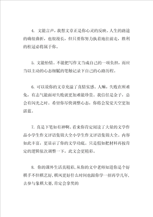 小学生习作教师评语