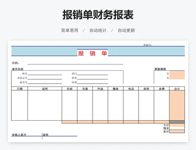 报销单财务报表