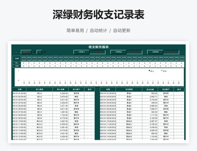 深绿财务收支记录表