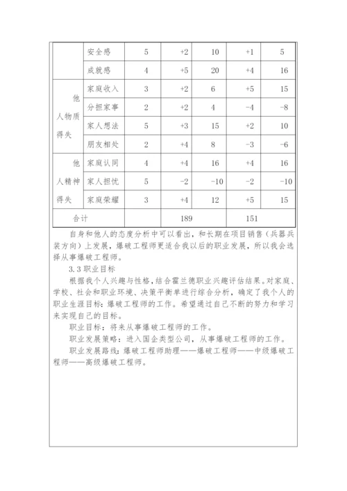 12页4400字兵器类专业职业生涯规划.docx